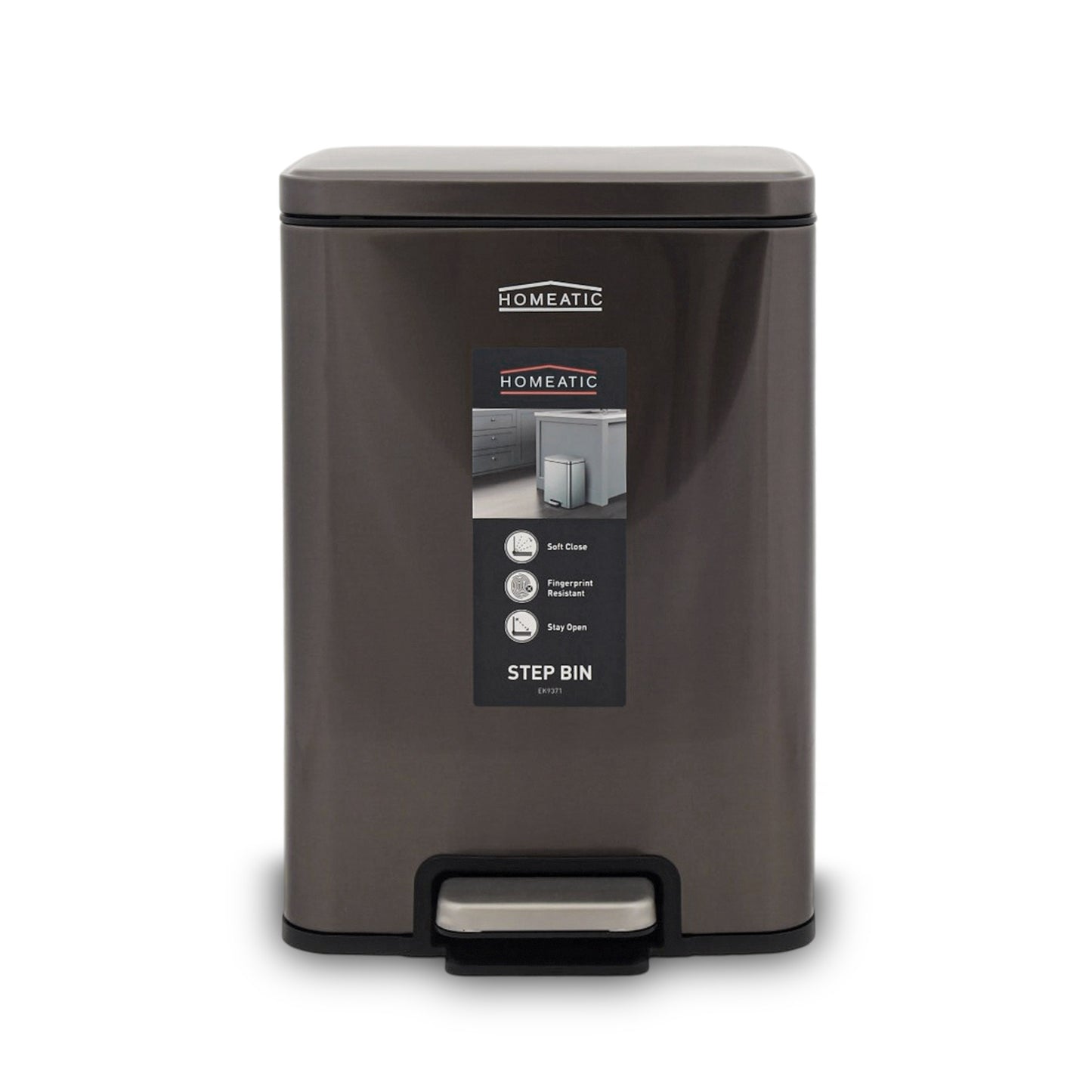 HOMEATIC STAINLES STEEL PEDAL BIN BLACK