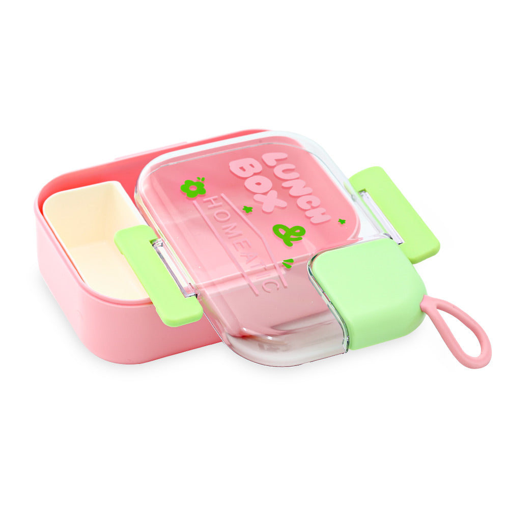 HOMEATIC DELUXE PLASTIC PINK LUNCH BOX 1100ML/200ML