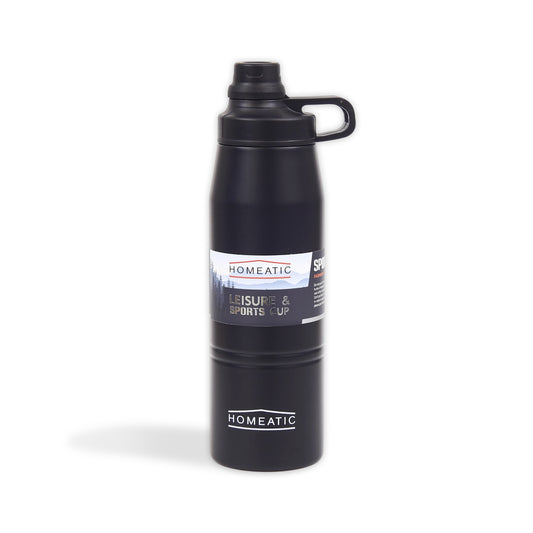 HOMEATIC LEISURE & SPORTS VACUUM FLASK BLACK STEEL WATER BOTTLE 900 ML
