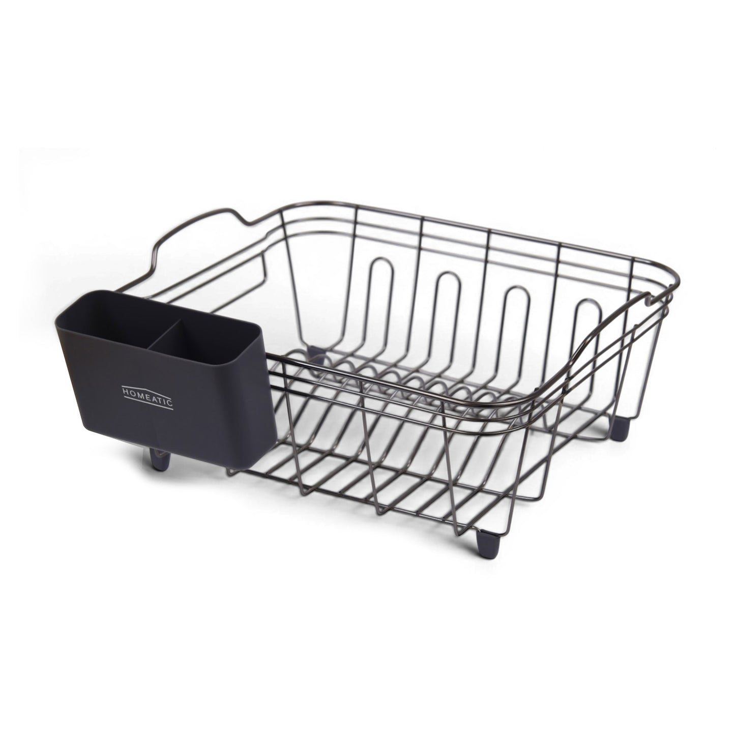 HOMEATIC STAINLESS STEEL GREY DISH RACK WITH DRAIN TRAY
