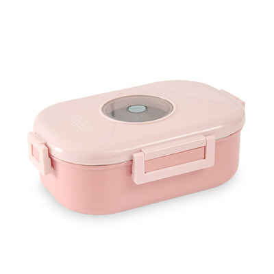 HOMEATIC DUO-LAYER BENTO STAINLESS STEEL PINK LUNCH BOX 980ML