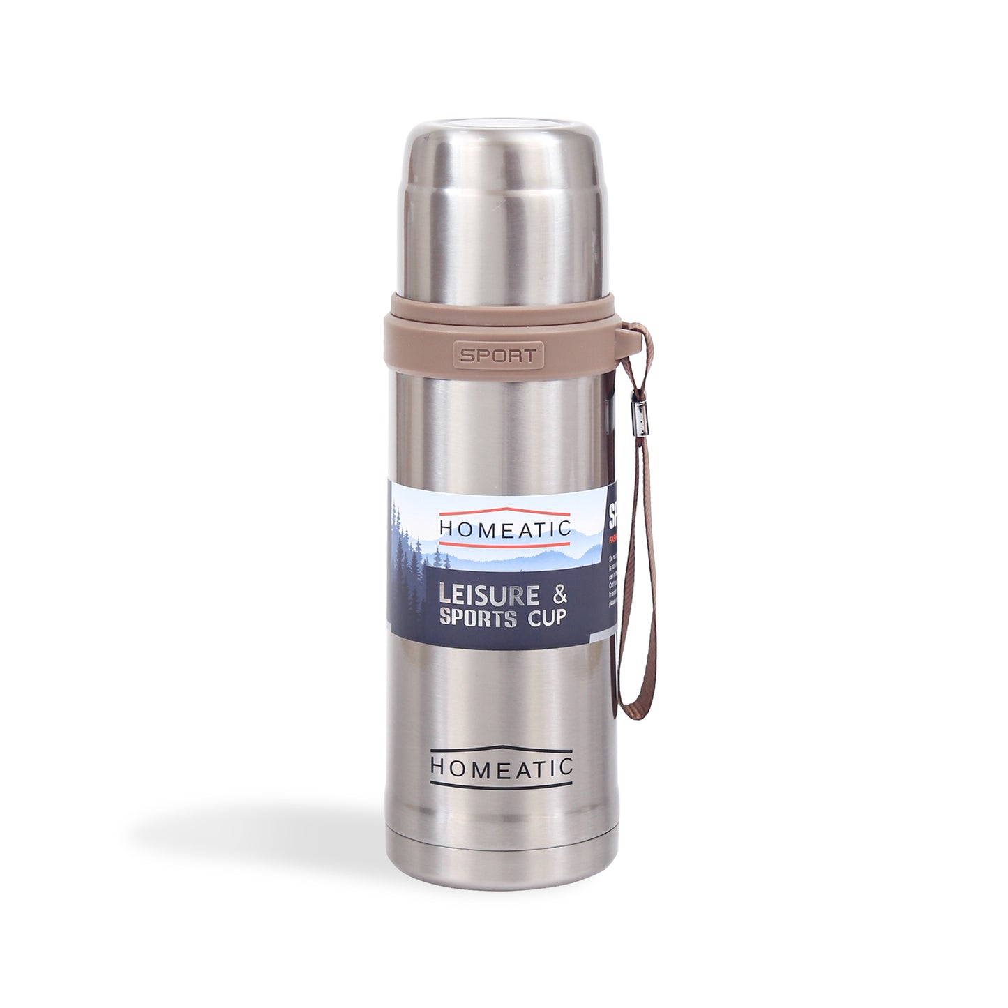 HOMEATIC VACUUM FLASK SILVER STEEL WATER BOTTLE 600 ML