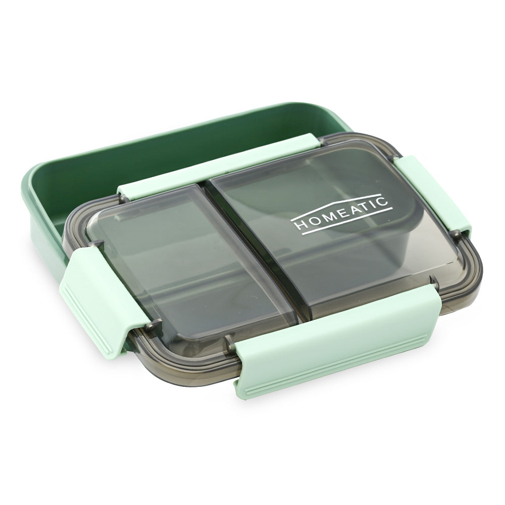 HOMEATIC MULTI-COMPARTMENT GREEN STAINLESS STEEL LUNCH BOX 750ML