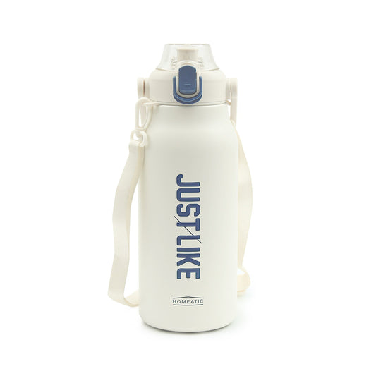 HOMEATIC VACUUM FLASK - WHITE STEEL WATER BOTTLE 1800ML