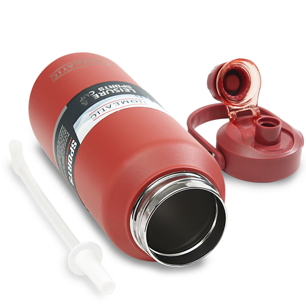 HOMEATIC LEISURE & SPORTS VACUUM FLASK RED STEEL WATER BOTTLE 1300 ML
