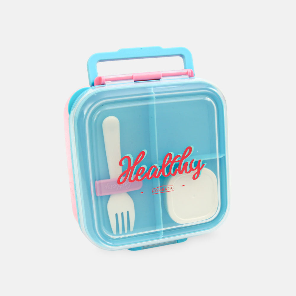 HOMEATIC HEALTHY BENTO PLASTIC PINK LUNCH BOX WITH CUTLERY 1.5LTR