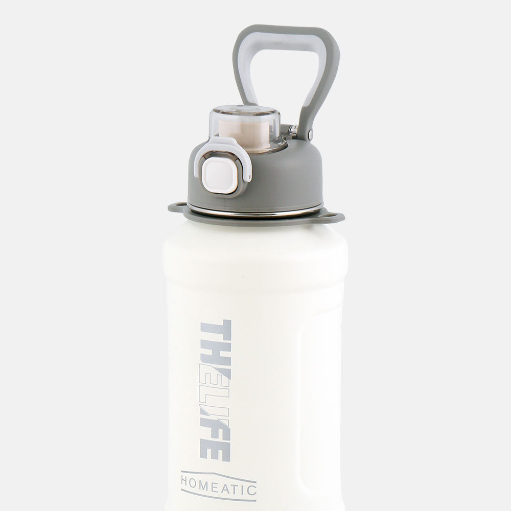 HOMEATIC THE LIFE VACUUM FLASK - WHITE STEEL WATER BOTTLE 1000 ML