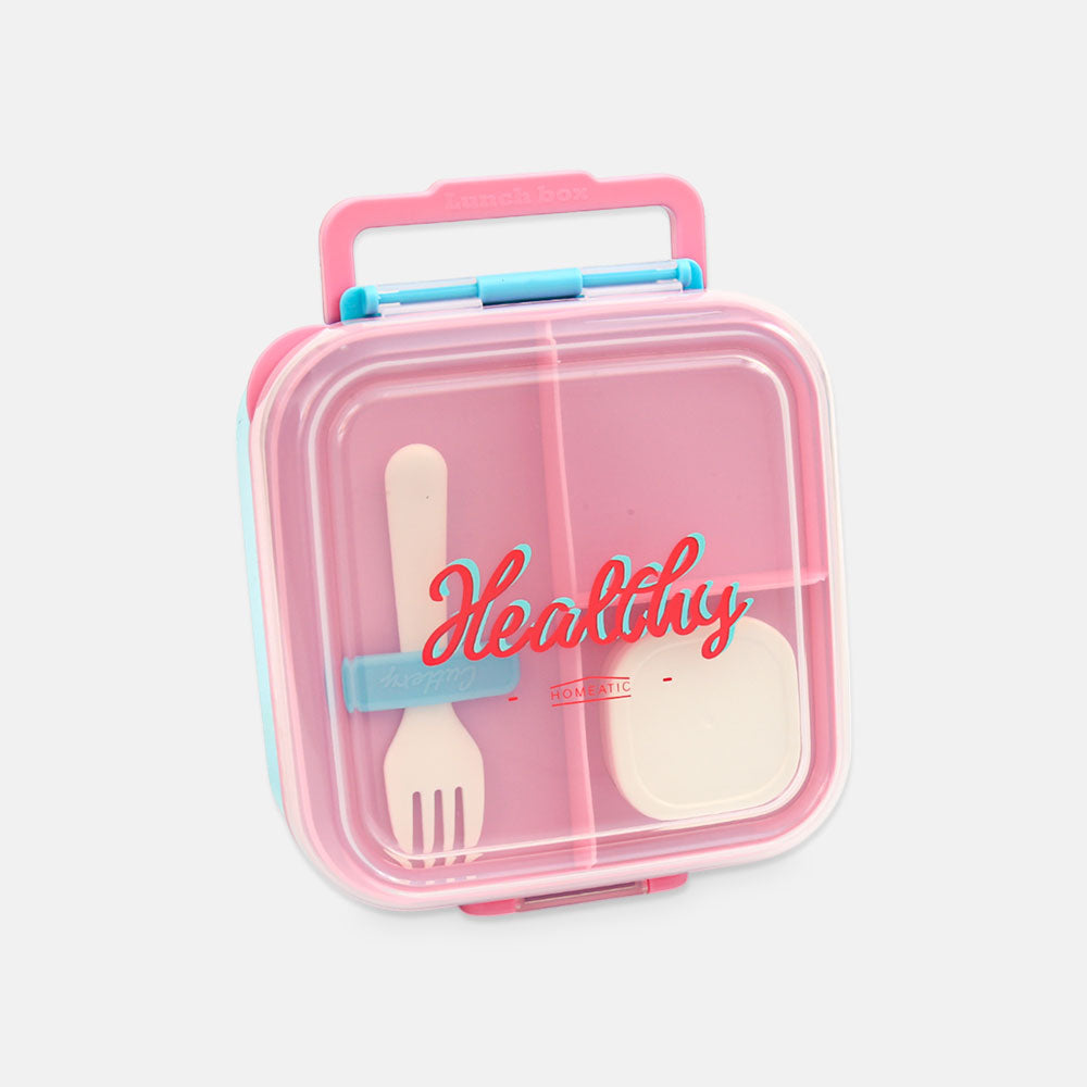 HOMEATIC HEALTHY BENTO PLASTIC BLUE LUNCH BOX WITH CUTLERY 1.5LTR