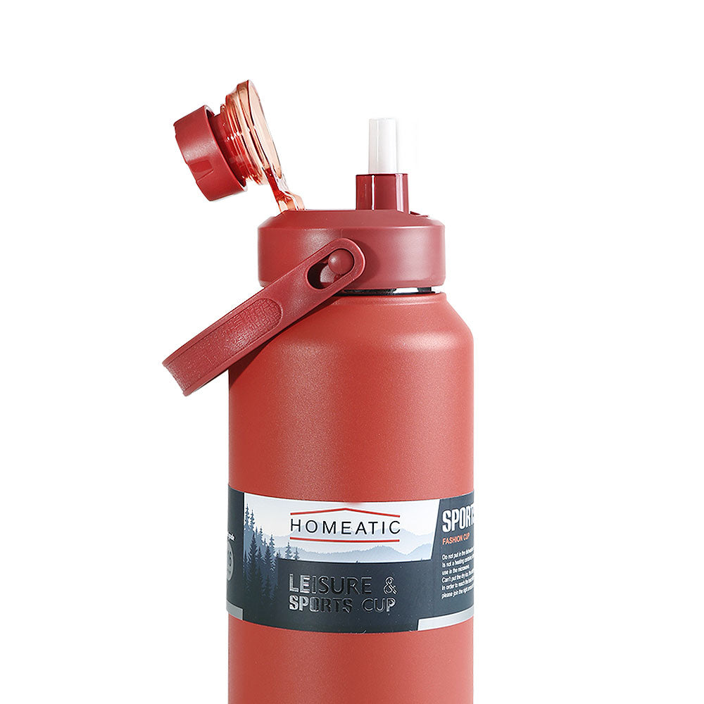 HOMEATIC LEISURE & SPORTS VACUUM FLASK RED STEEL WATER BOTTLE 1300 ML