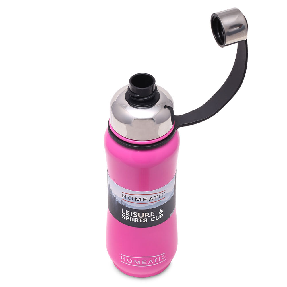 HOMEATIC VACUUM FLASK PINK STEEL WATER BOTTLE 500 ML