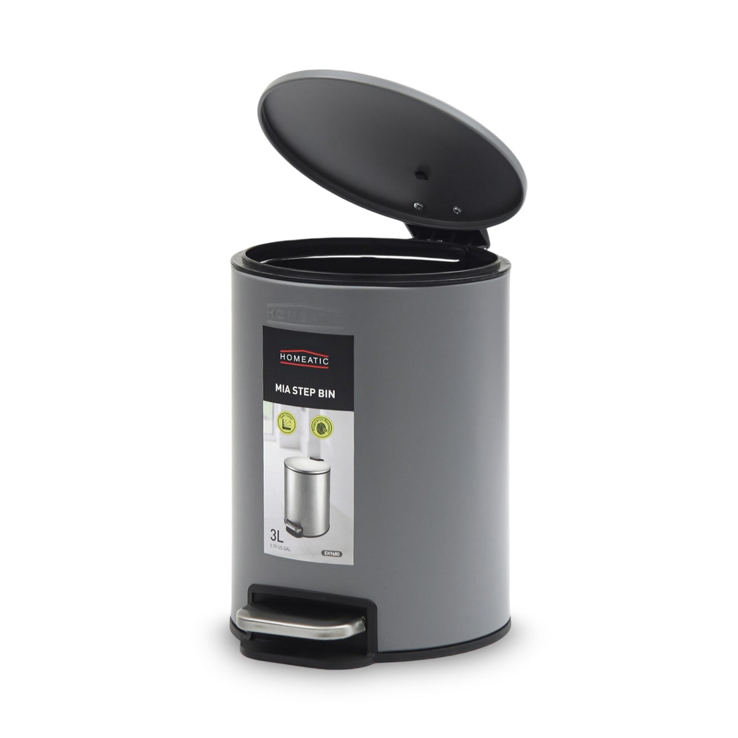 HOMEATIC STEP BIN GREY