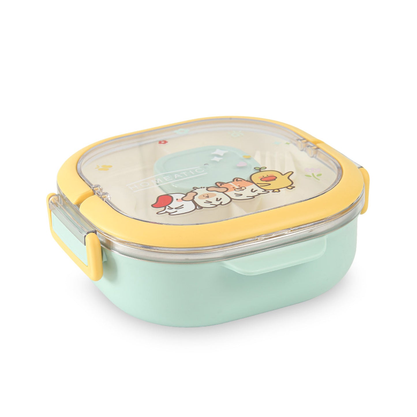 HOMEATIC FRIENDS STAINLESS STEEL GREEN LUNCH BOX 700ML