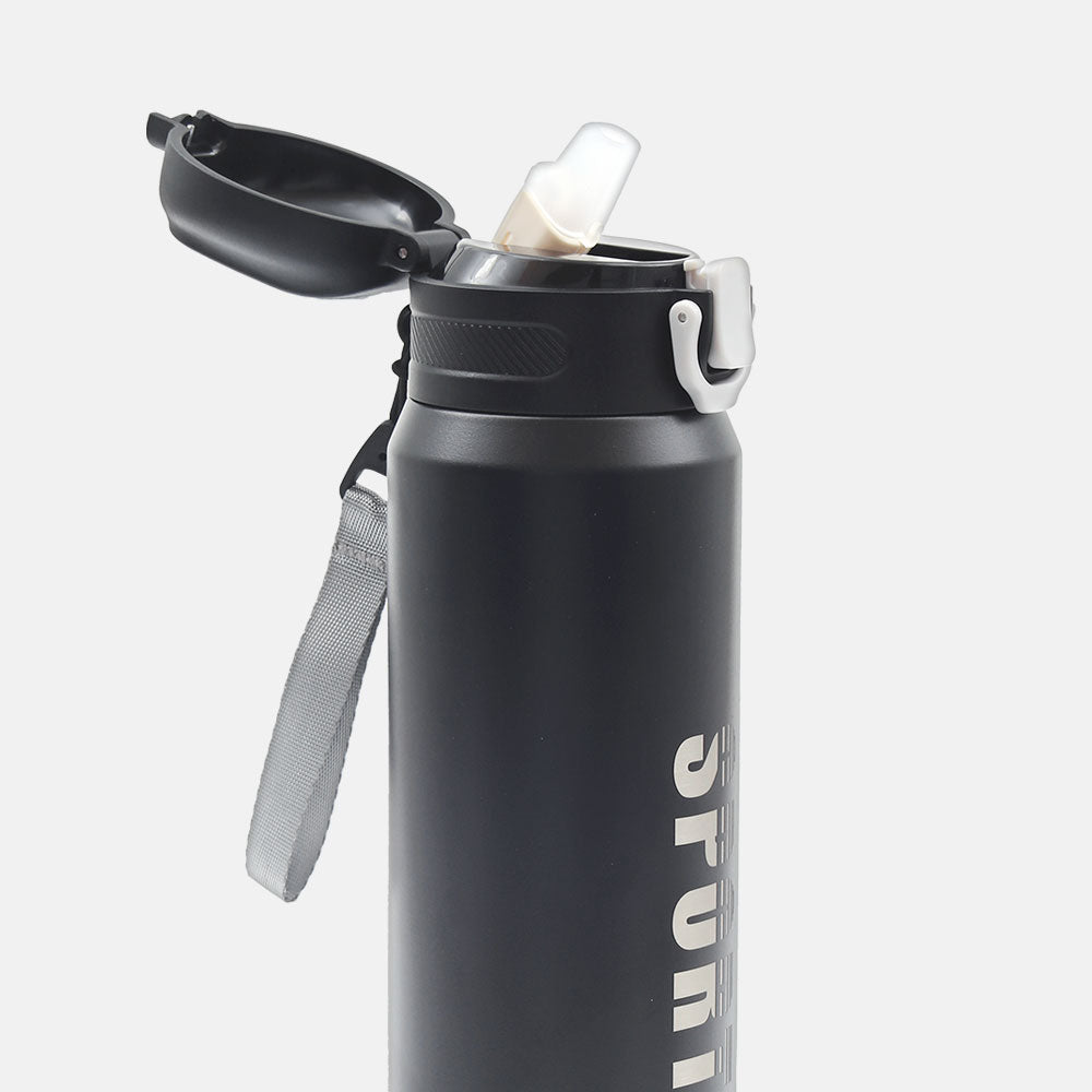 HOMEATIC VACUUM FLASK - BLACK STEEL WATER BOTTLE 800 ML