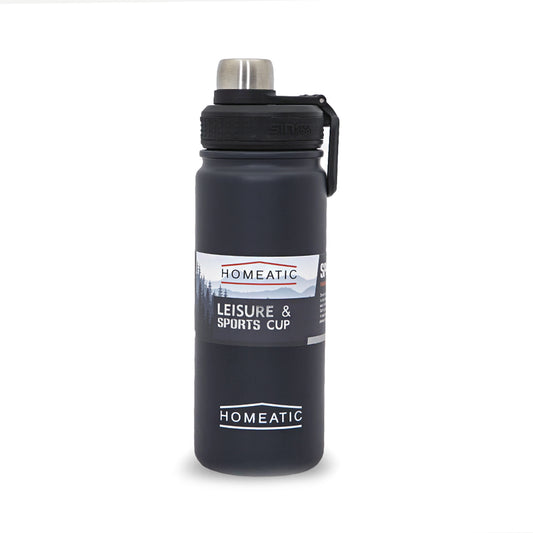 HOMEATIC VACUUM FLASK GREY STEEL WATER BOTTLE 650 ML