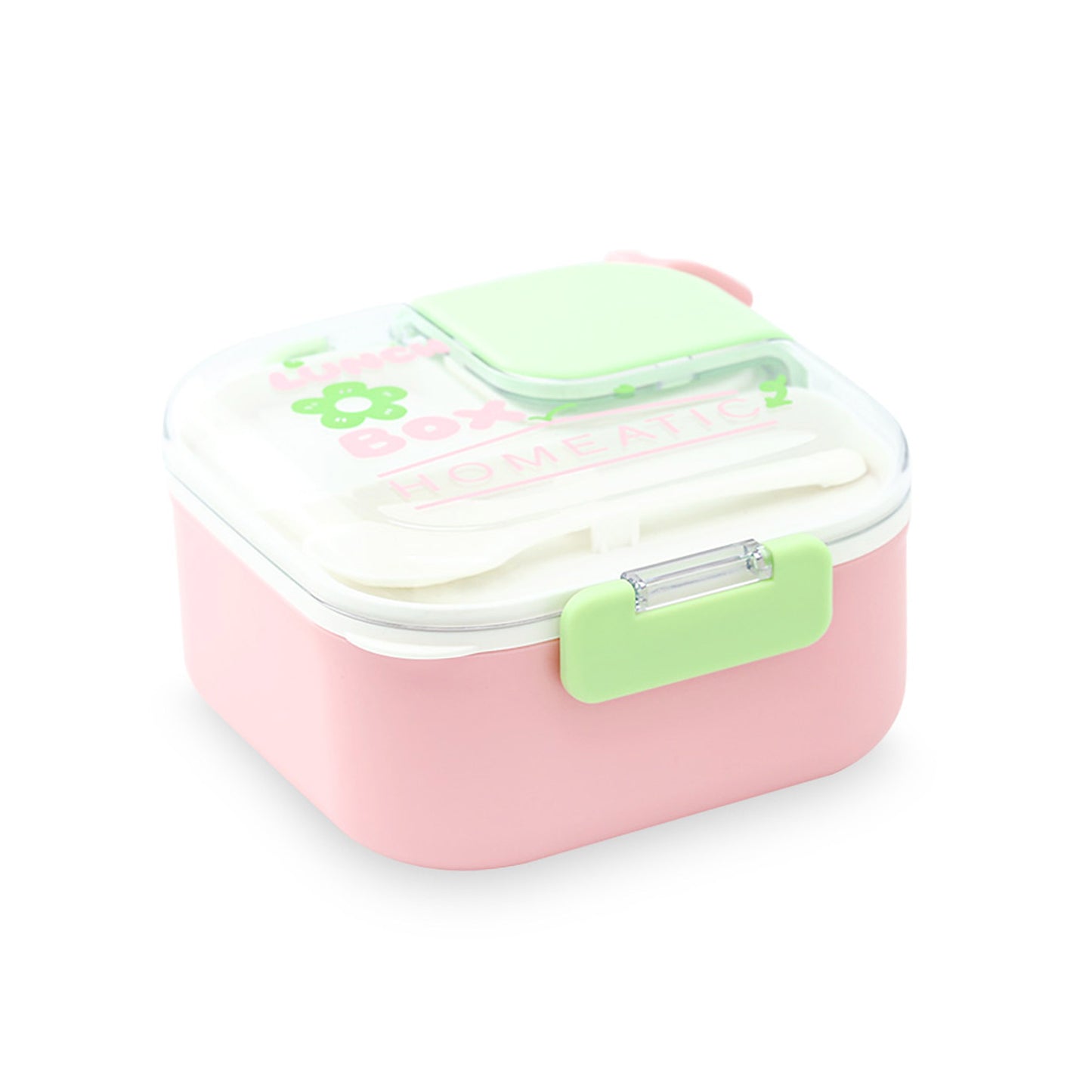 HOMEATIC SQUARE BENTO PLASTIC PINK LUNCH BOX 750ML/600ML