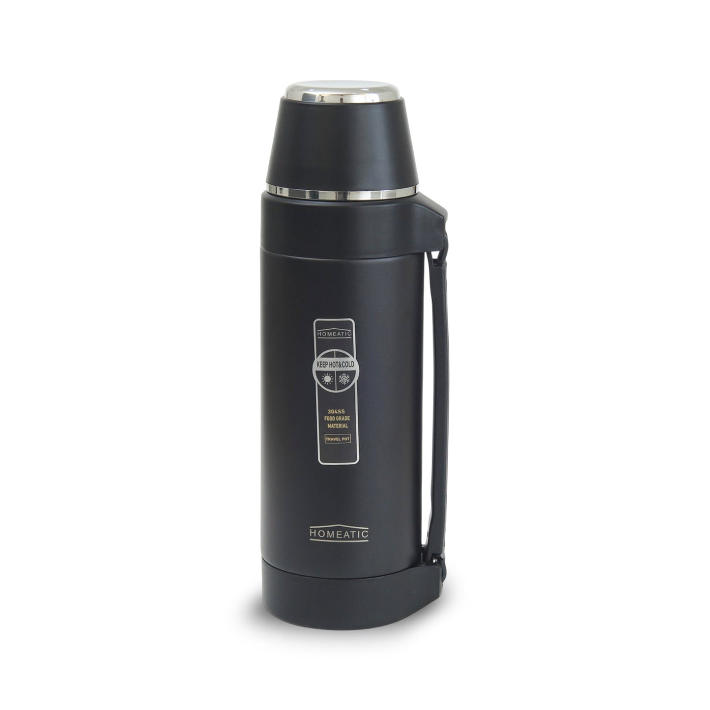 HOMEATIC STEEL VACUUM BLACK TRAVEL POT 1.5 LITRES