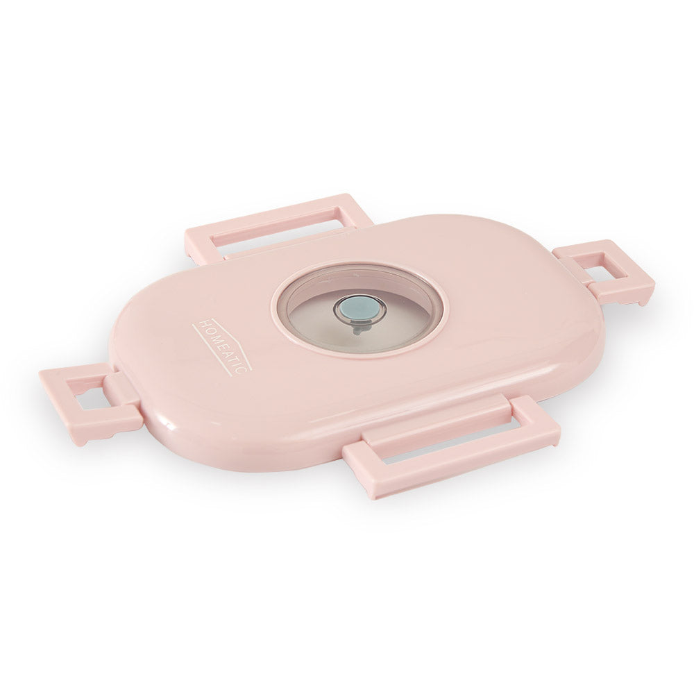 HOMEATIC DUO-LAYER BENTO STAINLESS STEEL PINK LUNCH BOX 980ML