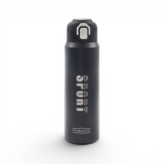 HOMEATIC VACUUM FLASK - BLACK STEEL WATER BOTTLE 800 ML