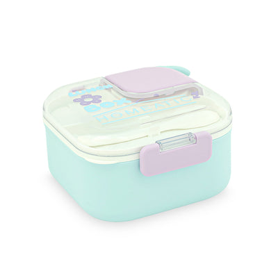 HOMEATIC SQUARE BENTO PLASTIC BLUE LUNCH BOX 750ML/600ML