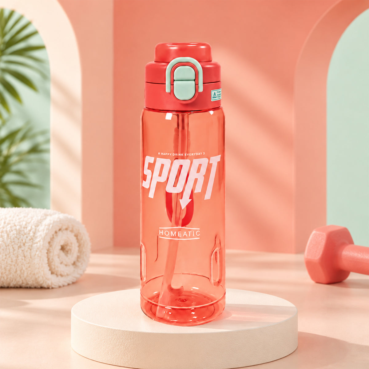 HOMEATIC SPORT HYDRATION BOTTLE - RED SPORTS WATER BOTTLE 750ML
