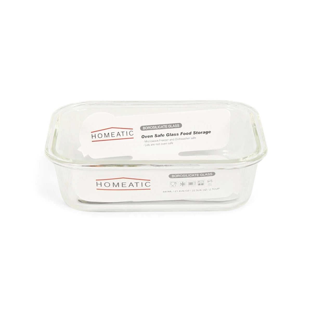 HOMEATIC BOROSILICATE GLASS HEAT RESISTANT CONTAINER (GREY)