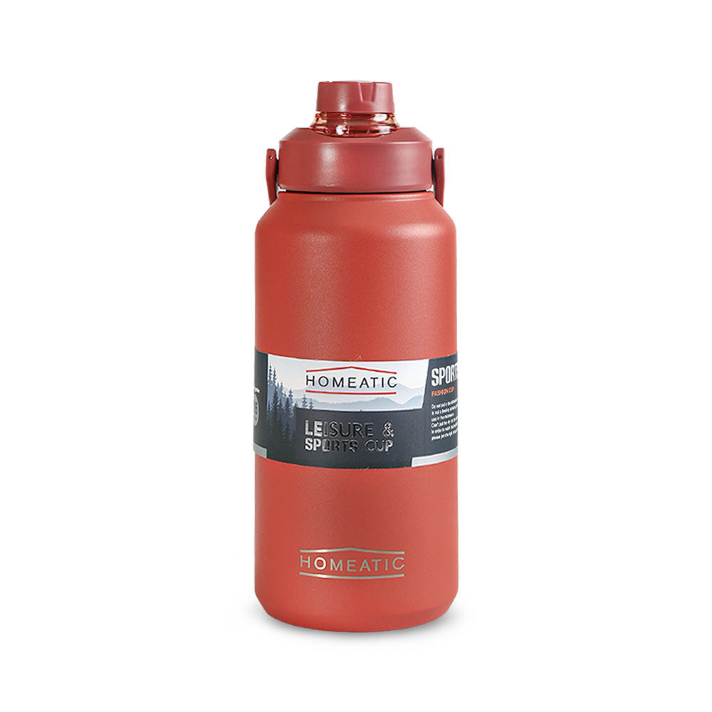 HOMEATIC LEISURE & SPORTS VACUUM FLASK RED STEEL WATER BOTTLE 1300 ML