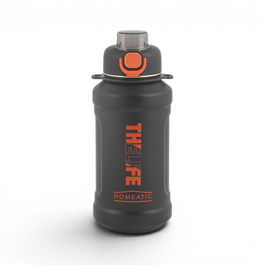 HOMEATIC VACUUM FLASK - BLACK STEEL WATER BOTTLE 1000 ML